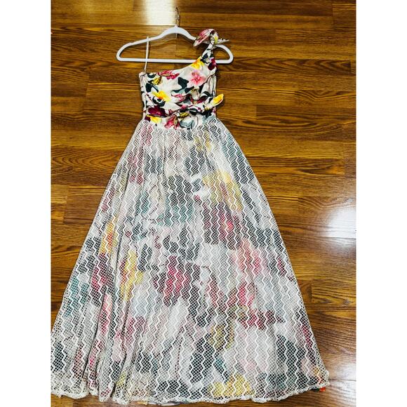 PatBO Hibiscus Neutral floral-print one-shoulder Sundress NWT SZ 4 - Picture 14 of 14